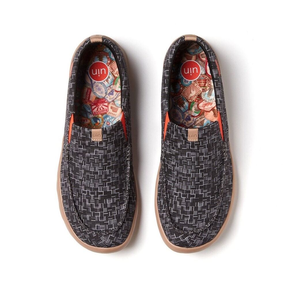 UIN Men's Travel Walking Shoes Casual Sneaker (Toledo A4 - Woven Shadow Black)